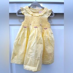 Janie and Jack Layette Hand-Embroidered Rose Smocked Dress with bloomers. 3-6mos